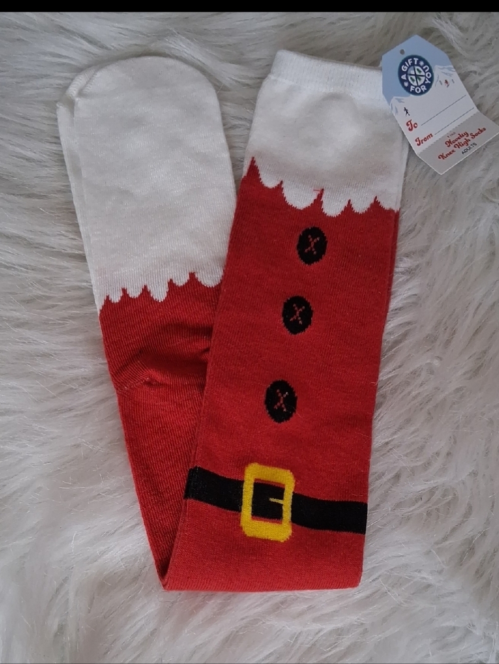 Santa Suit Knee-High Socks with Belt Detail